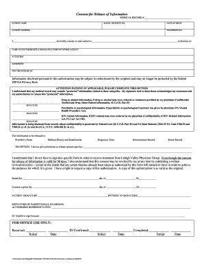 Consent for Release of Medical Information