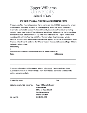 Student Financial Aid Information Release Form