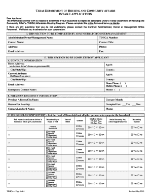 Texas Department of Housing and Community Affairs Intake Application
