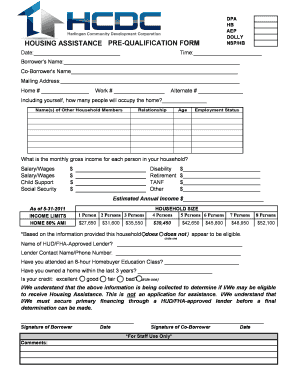 Housing Assistance Pre-Qualification Form