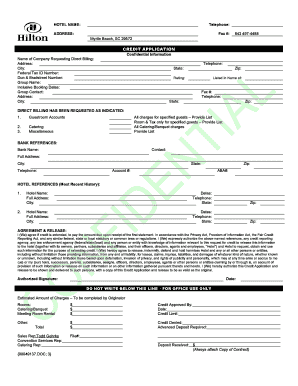 Hotel Credit Application Form