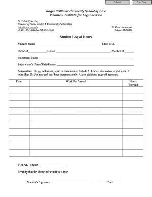 Student Log of Hours