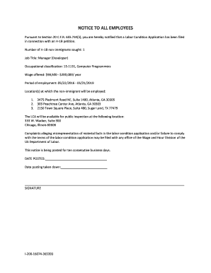 H-1B Labor Condition Application Notice