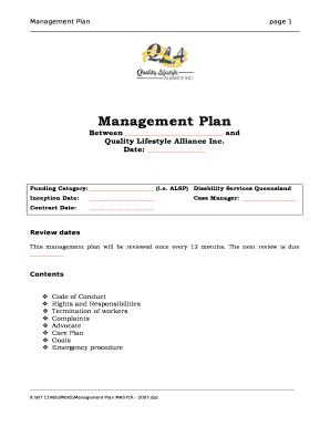 Management Plan Agreement