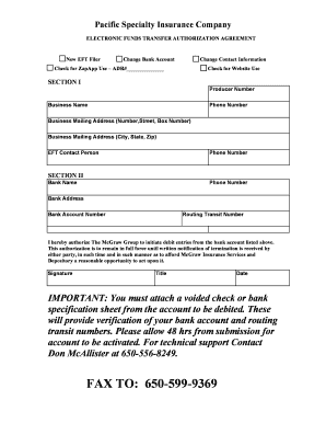 Electronic Funds Transfer Authorization Agreement