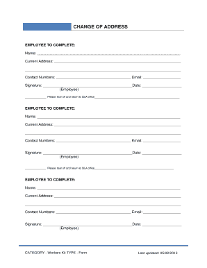 Employee Change of Address Form