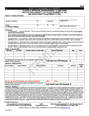Seattle Housing Authority Flexible Spending Claim Form