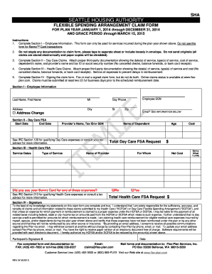 Seattle Housing Authority Flexible Spending Arrangement Claim Form