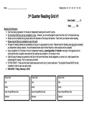 3rd Quarter Reading Grid