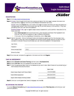 Missouri Connections Student Login Instructions