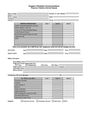 Temporary Telephone Service Request
