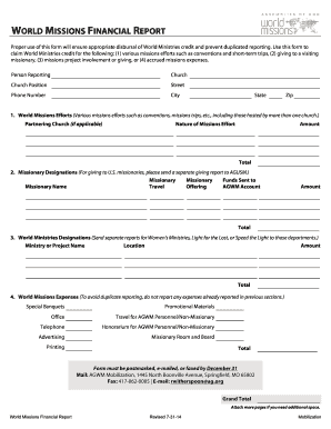World Missions Financial Report