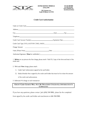 Credit Card Authorization Form