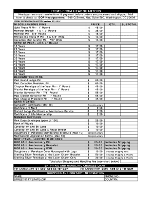 Daughters of Penelope Order Form