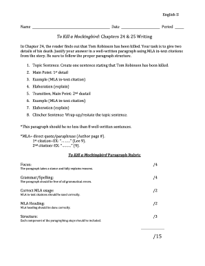 To Kill a Mockingbird Writing Assignment