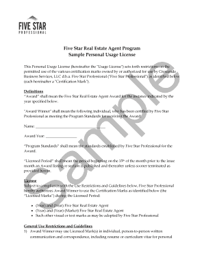 Five Star Real Estate Agent Program License