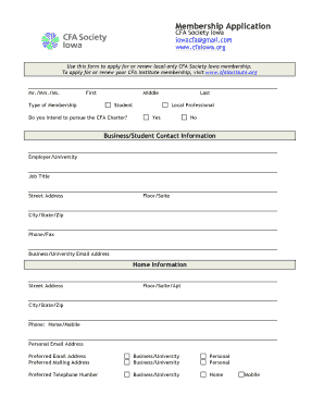 Fillable Online cfasociety BusinessStudent Contact Information - CFA ...