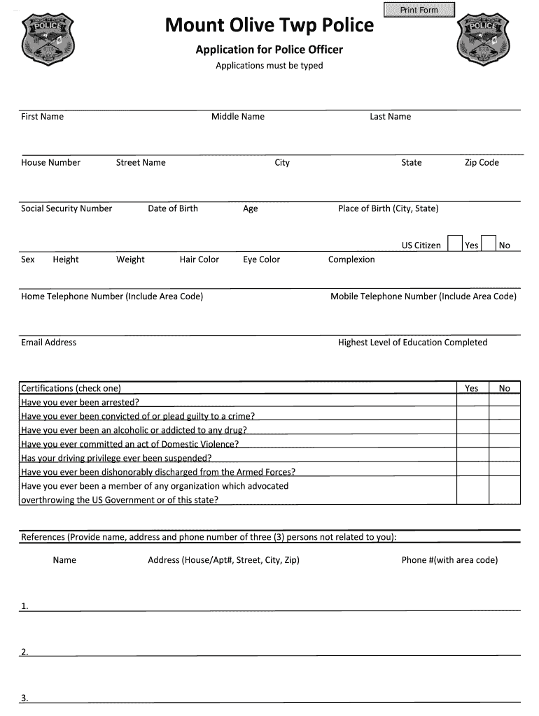 Fillable Online mopd Mount Olive Twp Police Fax Email Print pdfFiller