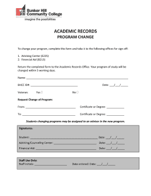 Academic Program Change Form