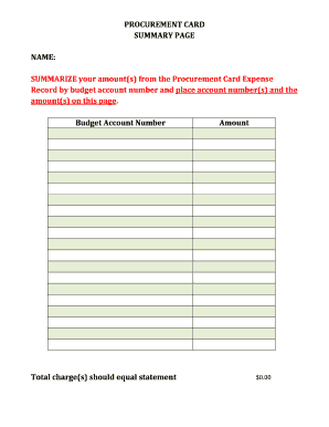 Procurement Card Expense Summary