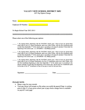 Valley View School District Pay Option Change Form