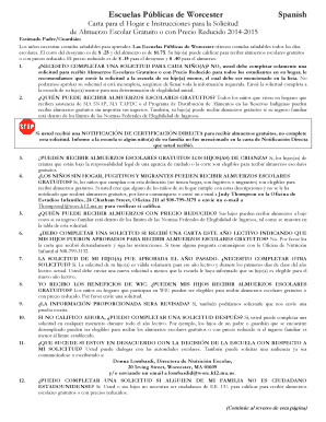 Solicitud para Almuerzos Escolares Gratuitos o con Precio Reducido