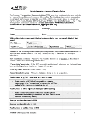 Safety Impacts – Hours-of-Service Rules Form
