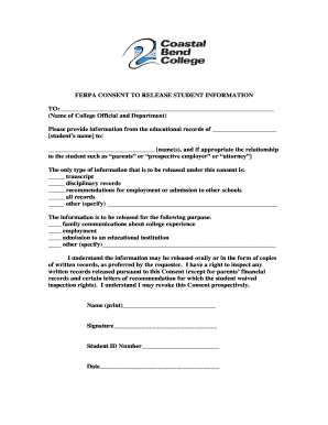 FERPA Consent to Release Student Information