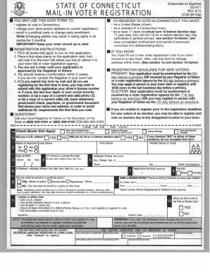 Connecticut Mail-In Voter Registration Form