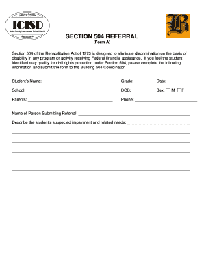 Section 504 Referral Form