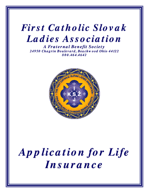 First Catholic Slovak Ladies Association Life Insurance Application
