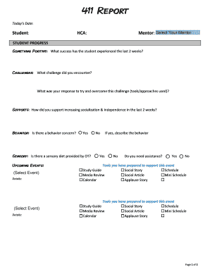 Student Progress Report Form