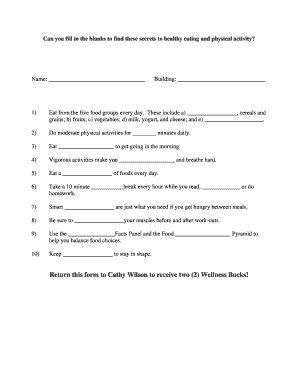 Healthy Eating and Physical Activity Form