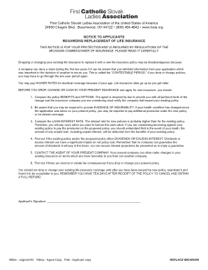 Michigan Life Insurance Replacement Notice