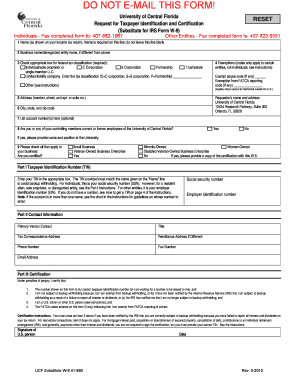 University of Central Florida W-9 Form