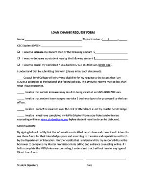 Loan Change Request Form