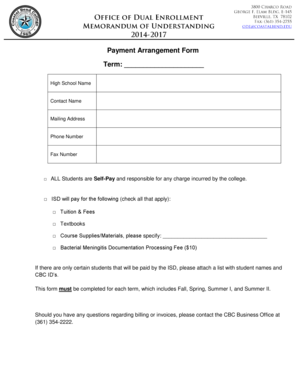 Payment Arrangement Form