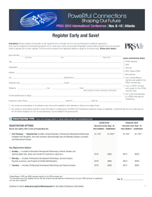 PRSA 2015 International Conference Registration Form