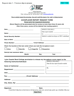 Accuplacer Report Request Form