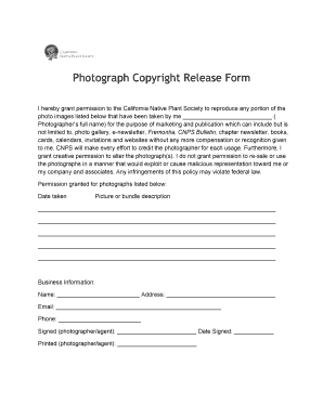 Photograph Copyright Release Form