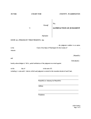 Satisfaction of Judgment Form