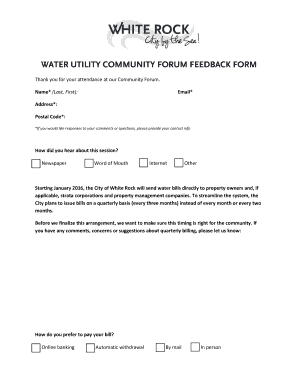 Water Utility Community Forum Feedback Form