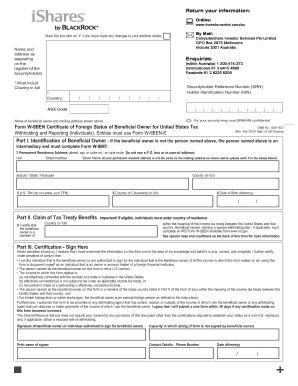 Form W-8BEN Certificate of Foreign Status