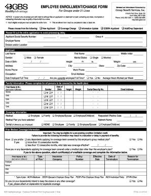 Employee Enrollment Form for Health Benefits