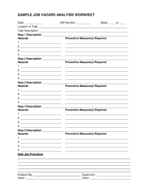 Job application template for high school student - SAMPLE JOB HAZARD ANALYSIS WORSHEET - oshatrain