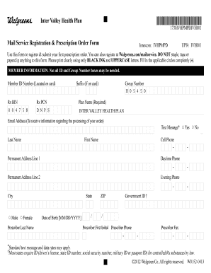 Inter Valley Health Plan Mail Service Registration & Prescription Order Form
