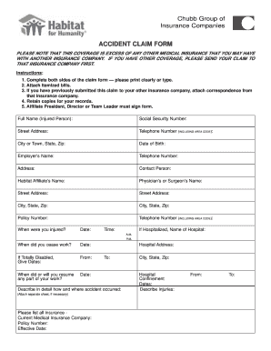 Chubb Accident Claim Form