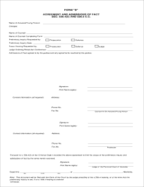 Criminal Code Agreement and Admissions of Fact