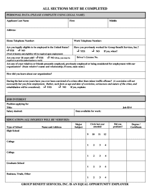 Employment Application Form