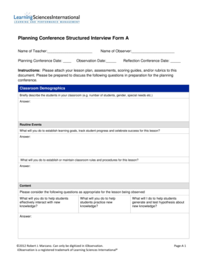 Planning Conference Structured Interview Form